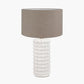 Sohan White Bobbled Ceramic Tall Table Lamp Base with Edward 40cm Natural Linen Cylinder Lampshade
