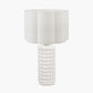 Sohan White Bobbled Ceramic Tall Table Lamp Base with Bloom 40cm White Handloom Scalloped Cylinder Lampshade