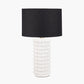 Sohan White Bobbled Ceramic Tall Table Lamp Base with Lino 40cm Black Self Lined Linen Cylinder Lampshade