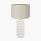 Sohan White Bobbled Ceramic Tall Table Lamp Base with Lino 40cm Grey Self Lined Linen Cylinder Lampshade