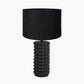Sohan Black Bobbled Ceramic Tall Table Lamp Base with Lino 40cm Black Self Lined Linen Cylinder Lampshade