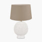 Wrenley Cream Ceramic Sea Urchin Table Lamp Base with Winston 40cm Taupe Handloom Tapered Lampshade