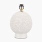Wrenley Cream Ceramic Sea Urchin Table Lamp Base with Henry 35cm White Handloom Cylinder Lampshade