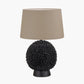 Wrenley Black Ceramic Sea Urchin Table Lamp Base with Winston 40cm Taupe Handloom Tapered Lampshade
