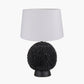 Wrenley Black Ceramic Sea Urchin Table Lamp Base with Winston 40cm White Handloom Tapered Lampshade