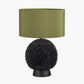 Wrenley Black Ceramic Sea Urchin Table Lamp Base with Harry 35cm Sage Cotton Mix Cylinder Lampshade