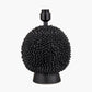 Wrenley Black Ceramic Sea Urchin Table Lamp Base with Harry 35cm Sage Cotton Mix Cylinder Lampshade