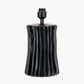 Devony Black Pleated Ceramic Table Lamp Base with Lino 35cm White Self Lined Linen Cylinder Lampshade