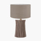 Devony Taupe Pleated Ceramic Table Lamp Base with Edward 35cm Natural Linen Cylinder Lampshade