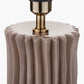 Devony Taupe Pleated Ceramic Table Lamp Base with Rouen 35cm White Boucle Cylinder Lampshade