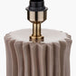 Devony Taupe Pleated Ceramic Table Lamp Base with Lino 35cm Black Self Lined Linen Cylinder Lampshade