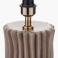 Devony Taupe Pleated Ceramic Table Lamp Base with Lino 35cm Grey Self Lined Linen Cylinder Lampshade