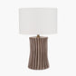 Devony Taupe Pleated Ceramic Table Lamp Base with Lino 35cm White Self Lined Linen Cylinder Lampshade