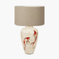 Emerayn Koi Natural Ceramic Table Lamp Base with Henry 40cm Taupe Handloom Cylinder Lampshade