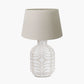 Tania Grey and White Pattern Ceramic Table Lamp Base with Coast 40cm Cream Calico Tapered Lampshade