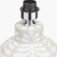 Tania Grey and White Pattern Ceramic Table Lamp Base with Lino 35cm Grey Self Lined Linen Cylinder Lampshade