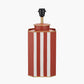 Raya Cinnamon and White Hand Painted Metal Table Lamp Base with Lino 40cm White Self Lined Linen Cylinder Lampshade