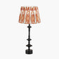 Emilio Matt Black Candlestick Table Lamp Base with Izara 35cm Cinnamon Ikat Patterned Mushroom Pleat Tapered Lampshade
