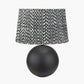 Benio Matt Black Metal Spherical Table Lamp Base with Vienna 35cm Black Chevron Mushroom Pleat Lampshade