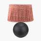 Benio Matt Black Metal Spherical Table Lamp Base with Vienna 35cm Red Chevron Mushroom Pleat Lampshade