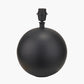 Benio Matt Black Metal Spherical Table Lamp Base with Vienna 35cm Taupe Chevron Mushroom Pleat Lampshade