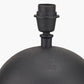 Benio Matt Black Metal Spherical Table Lamp Base with Vienna 35cm Taupe Chevron Mushroom Pleat Lampshade