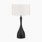 Llora Matt Black Metal Curved Table Lamp Base with Henry 35cm White Handloom Cylinder Lampshade