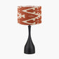 Llora Matt Black Metal Curved Table Lamp Base with Lars 35cm Cinnamon Ikat Patterned Cylinder Lampshade