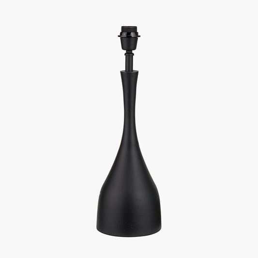 Llora Matt Black Metal Curved Table Lamp Base with Lars 35cm Ocean Blue Ikat Patterned Cylinder Lampshade