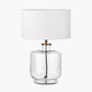 Josie Clear Glass and Antique Brass Metal Table Lamp Base with Harry 30cm Ivory Cotton Mix Cylinder Lampshade