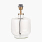 Josie Clear Glass and Antique Brass Metal Table Lamp Base with Edward 30cm Natural Linen Cylinder Lampshade