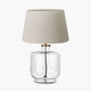 Josie Clear Glass and Antique Brass Metal Table Lamp Base with Coast 35cm Cream Calico Tapered Lampshade