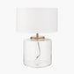 Josie Clear Glass and Antique Brass Metal Large Table Lamp Base with Harry 40cm Ivory Cotton Mix Cylinder Lampshade