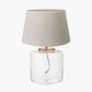 Josie Clear Glass and Antique Brass Metal Large Table Lamp Base with Coast 45cm Cream Calico Tapered Lampshade