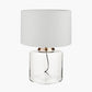 Josie Clear Glass and Antique Brass Metal Large Table Lamp Base with Lino 45cm White Self Lined Linen Cylinder Lampshade