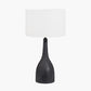 Corella Black Mango Wood Curved Table Lamp Base with Lino 40cm White Self Lined Linen Cylinder Lampshade