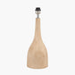 Corella Natural Mango Wood Curved Table Lamp Base with Lino 40cm Grey Self Lined Linen Cylinder Lampshade