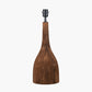 Corella Chocolate Brown Mango Wood Curved Table Lamp Base with Lino 40cm White Self Lined Linen Cylinder Lampshade