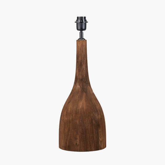 Corella Chocolate Brown Mango Wood Curved Table Lamp Base with Lino 40cm White Self Lined Linen Cylinder Lampshade