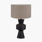 Koa Black Mango Wood Contemporary Table Lamp Base with Edward 35cm Natural Linen Cylinder Lampshade
