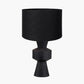 Koa Black Mango Wood Contemporary Table Lamp Base with Lino 35cm Black Self Lined Linen Cylinder Lampshade