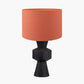 Koa Black Mango Wood Contemporary Table Lamp Base with Lino 35cm Cinnamon Self Lined Linen Cylinder Lampshade