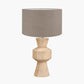 Koa Natural Mango Wood Contemporary Table Lamp Base with Edward 35cm Natural Linen Cylinder Lampshade
