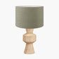 Koa Natural Mango Wood Contemporary Table Lamp Base with Edward 35cm Pistachio Green Linen Cylinder Lampshade