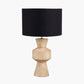 Koa Natural Mango Wood Contemporary Table Lamp Base with Lino 35cm Black Self Lined Linen Cylinder Lampshade