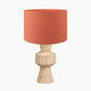 Koa Natural Mango Wood Contemporary Table Lamp Base with Lino 35cm Cinnamon Self Lined Linen Cylinder Lampshade