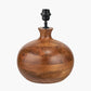 Kiah Brown Oiled Finish Mango Wood Round Table Lamp Base with Edward 40cm Pistachio Green Linen Cylinder Lampshade