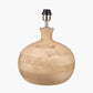 Kiah Natural Mango Wood Round Table Lamp Base with Lino 40cm White Self Lined Linen Cylinder Lampshade
