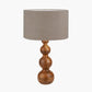 Nyari Brown Oiled Finish Mango Wood 3 Ball Design Table Lamp Base with Edward 40cm Natural Linen Cylinder Lampshade