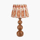 Nyari Brown Oiled Finish Mango Wood 3 Ball Design Table Lamp Base with Izara 40cm Cinnamon Ikat Patterned Mushroom Pleat Tapered Lampshade